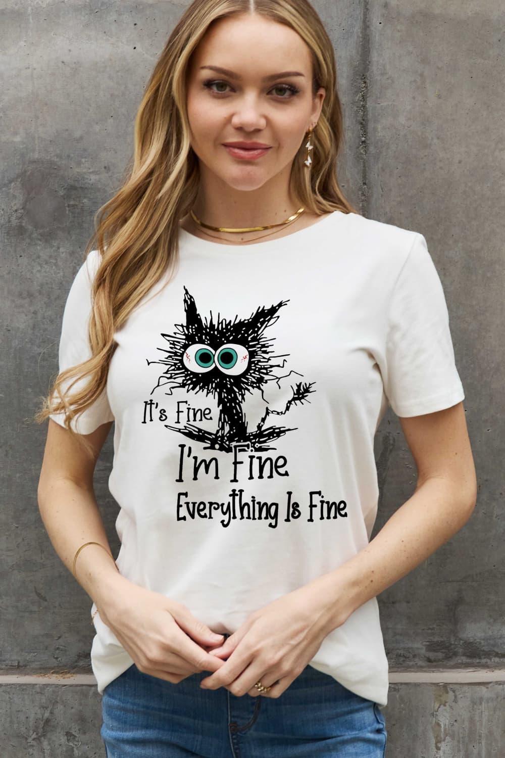 Simply Love Full Size IT鈥楽 FINE IT鈥楽 FINE EVERYTHING IS FINE Graphic Cotton Tee