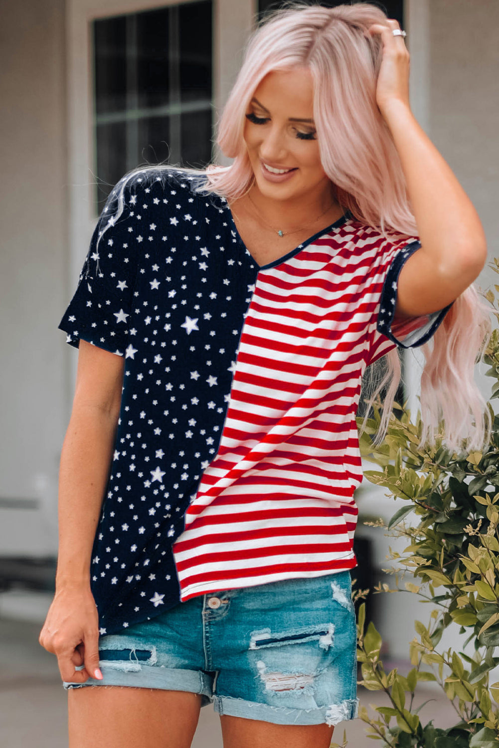 Stars and Stripes V-Neck Tee