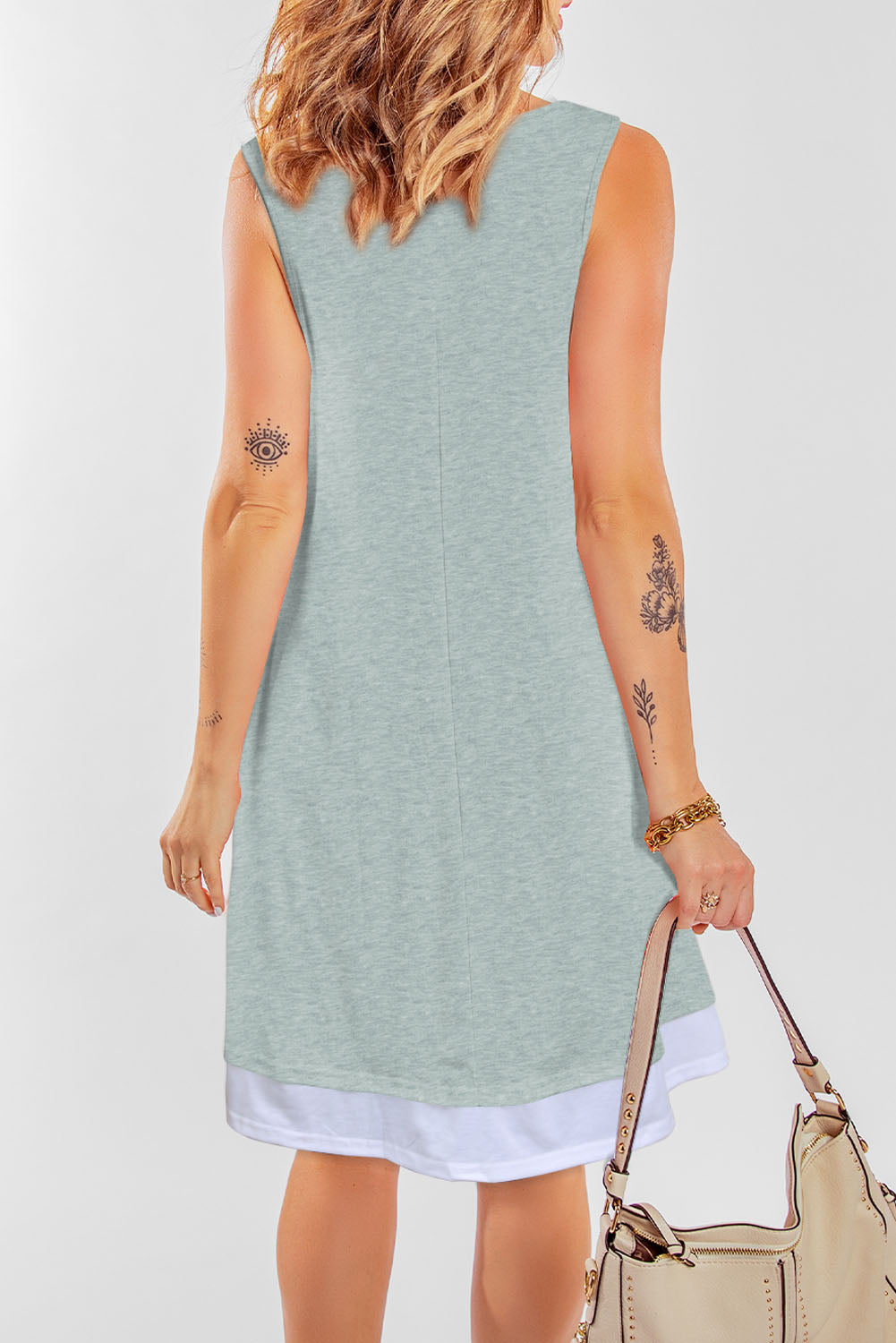 Contrast Faux Layered Sleeveless Dress