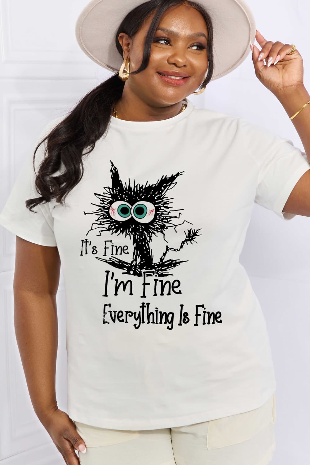 Simply Love Full Size IT鈥楽 FINE IT鈥楽 FINE EVERYTHING IS FINE Graphic Cotton Tee