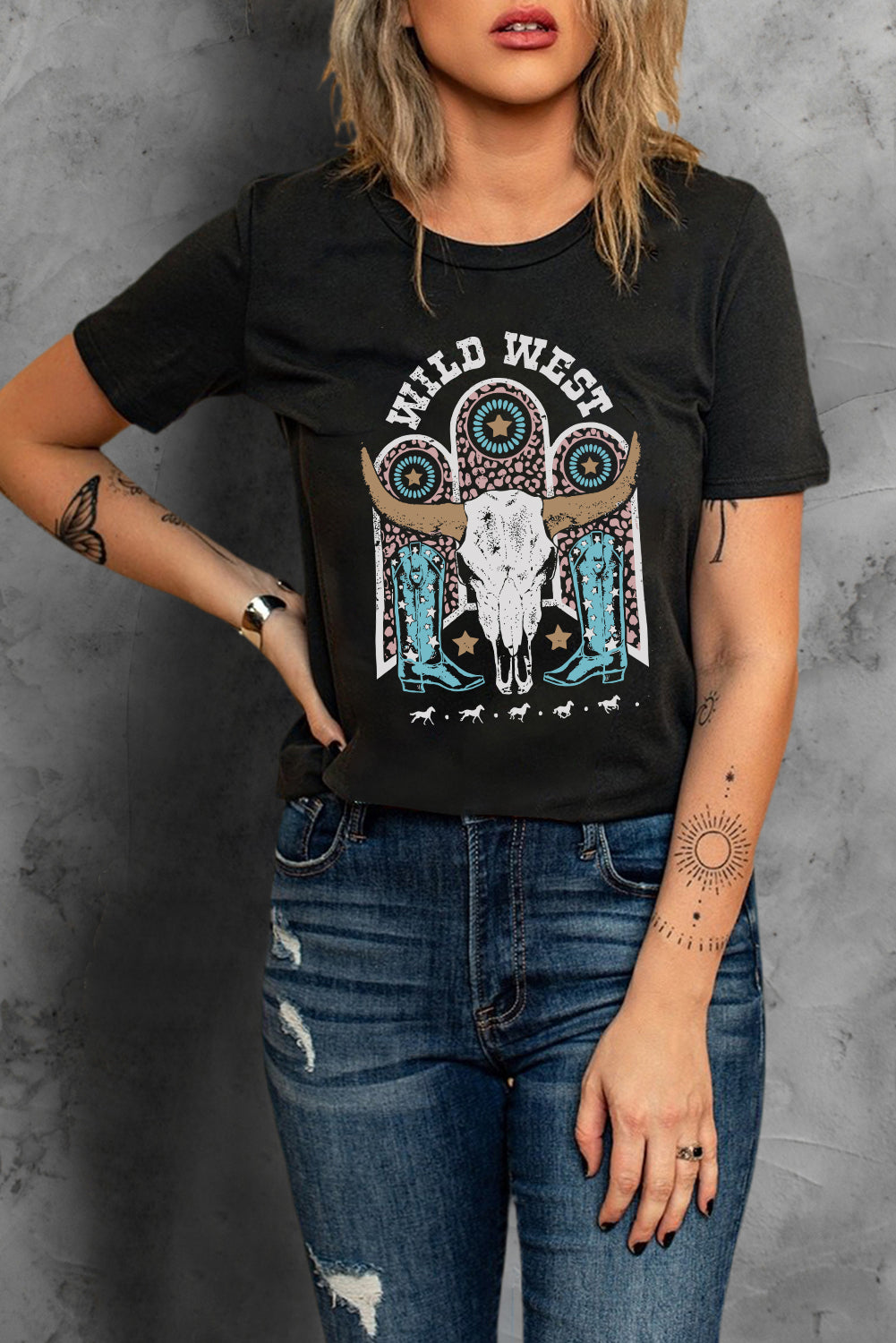 WILD WEST Graphic Short Sleeve Tee Shirt