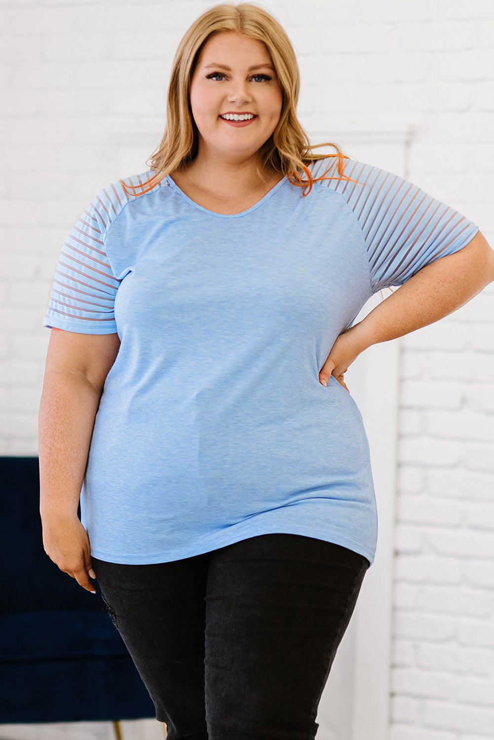 Plus Size V-Neck Raglan Sleeve Tee