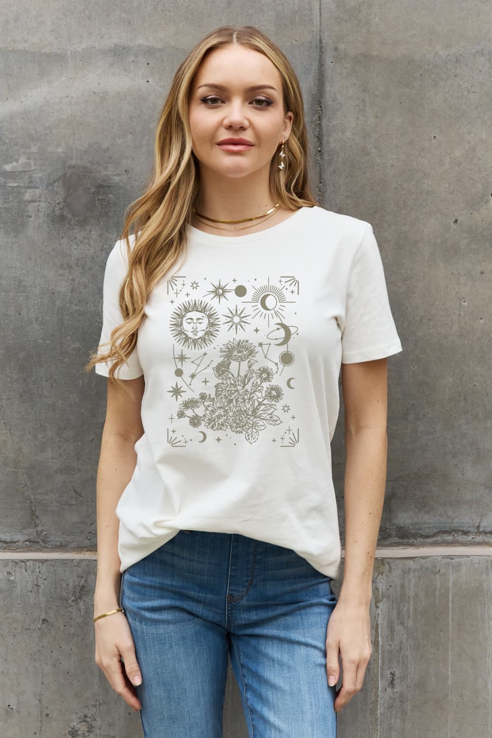 Simply Love Full Size Celestial Graphic Short Sleeve Cotton Tee