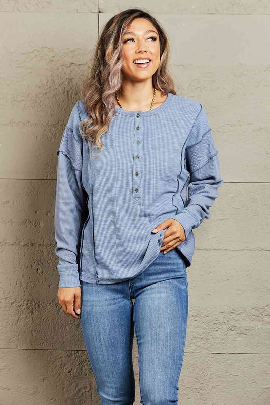 HEYSON Understand me Full Size Oversized Henley Top