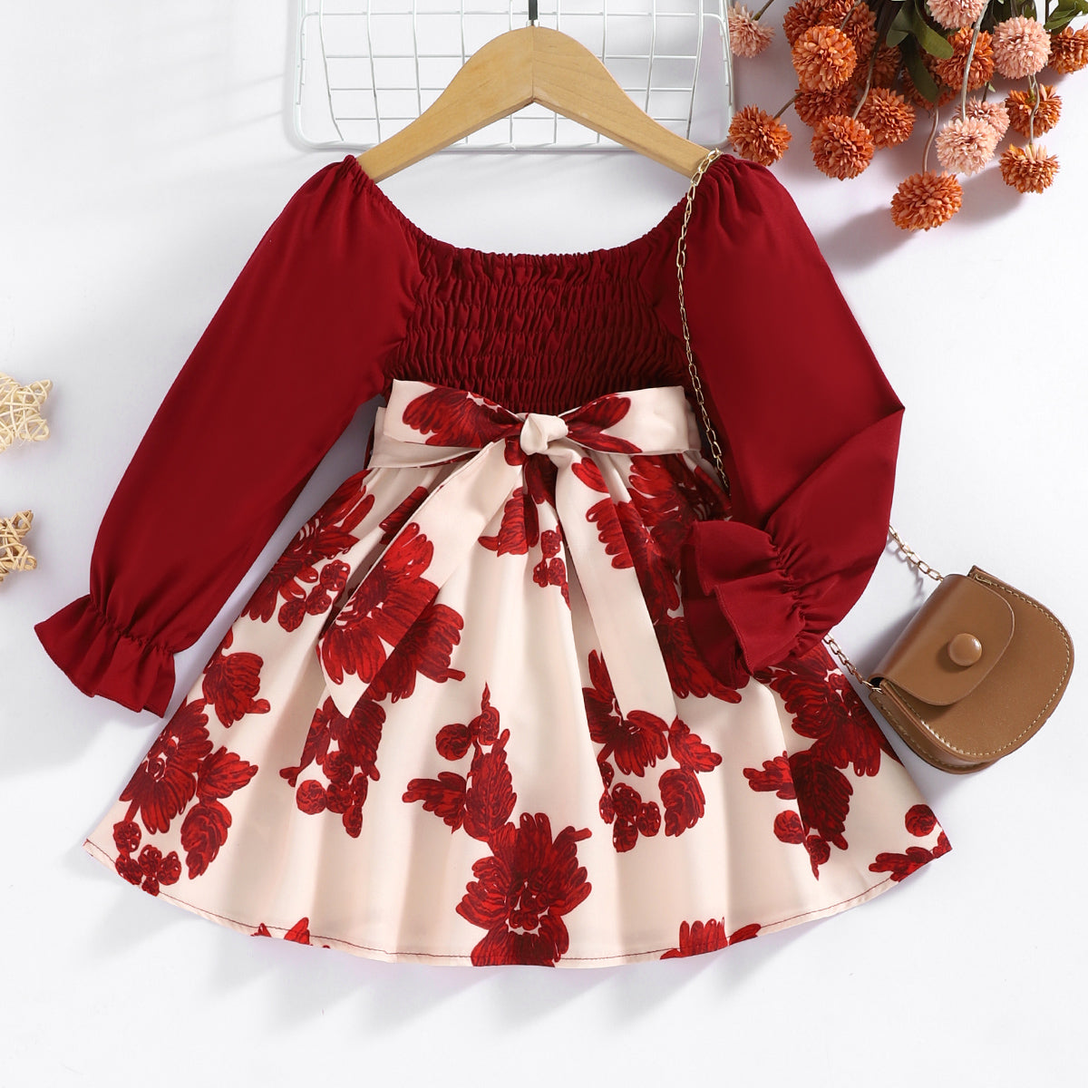 Floral Smocked Flounce Sleeve Dress