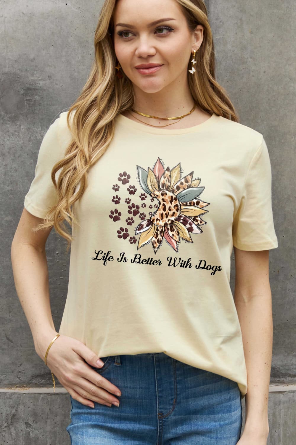 Simply Love Full Size LIFE IS BETTER WITH DOGS Graphic Cotton Tee