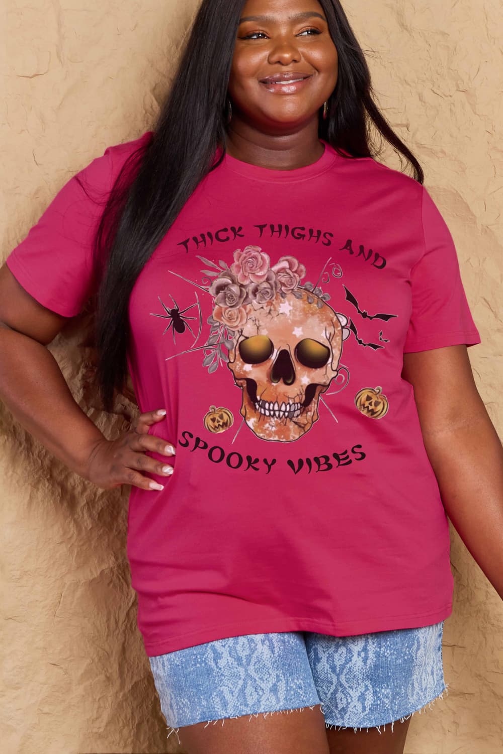 Simply Love Full Size THICK THIGHS AND SPOOKY VIBES Graphic Cotton T-Shirt