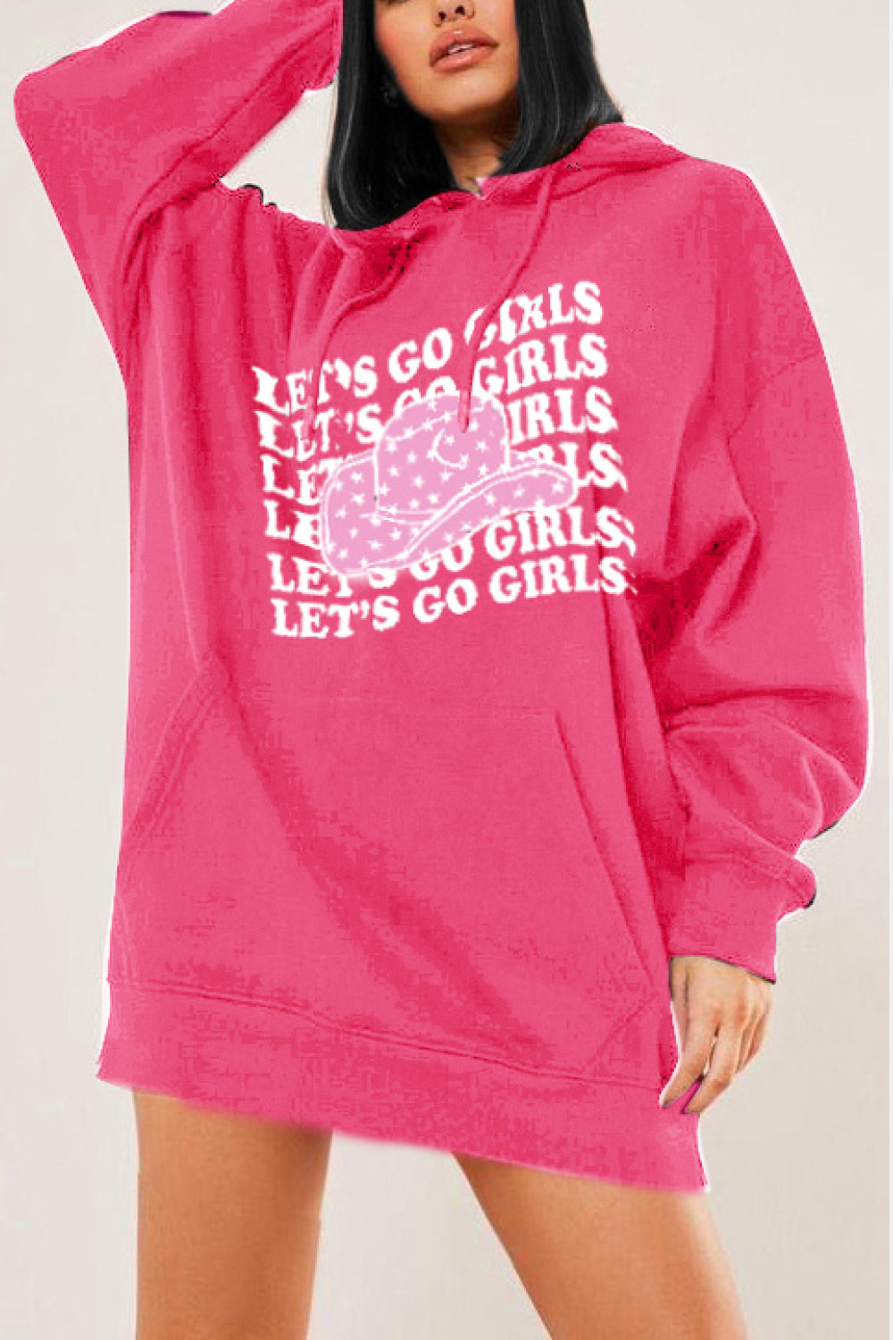 Simply Love Simply Love Full Size LET鈥橲 GO GIRLS Graphic Dropped Shoulder Hoodie