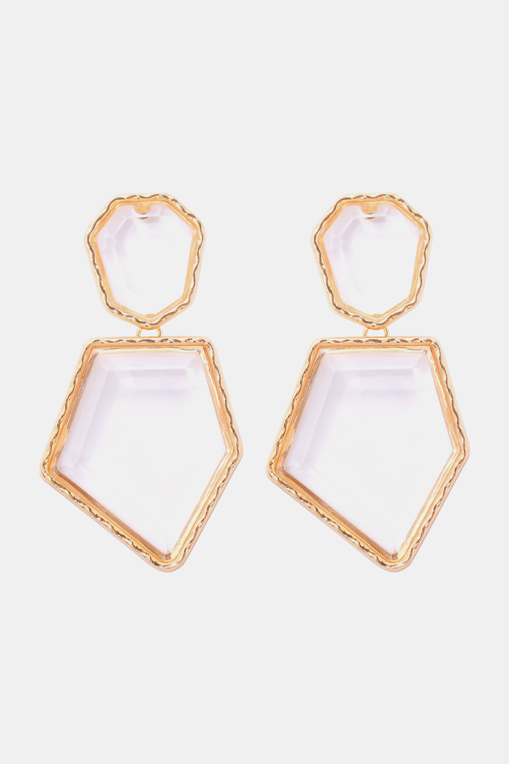 Geometrical Shape Zinc Alloy Frame Resin Dangle Earrings