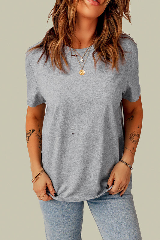 Distressed Round Neck Tee