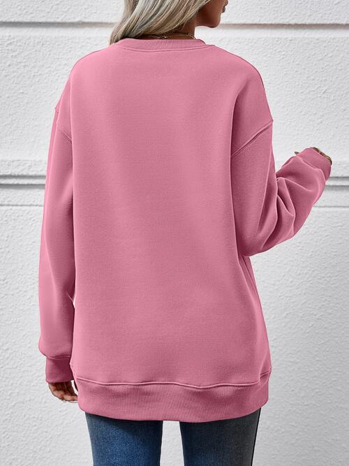 Christmas Letter Graphic Round Neck Sweatshirt