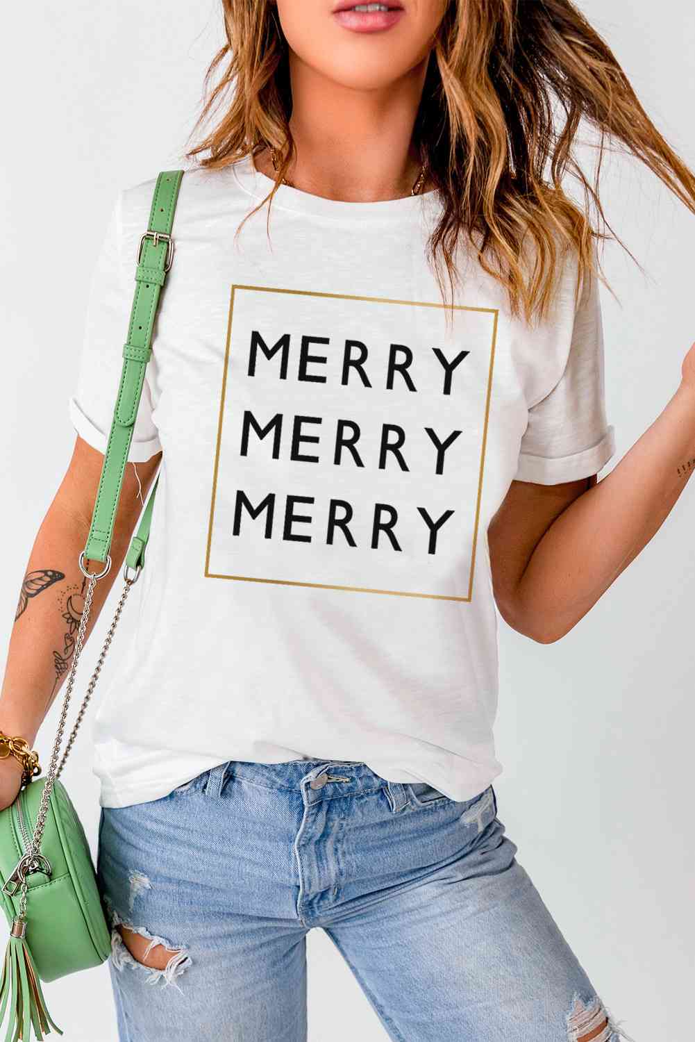 MERRY Graphic Round Neck T-Shirt