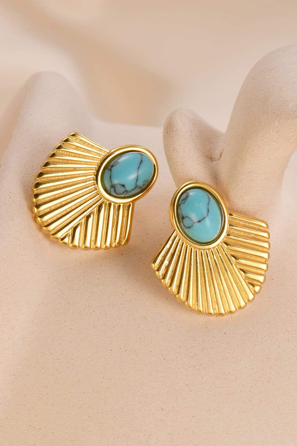 Turquoise 18K Gold Plated Stud Earrings