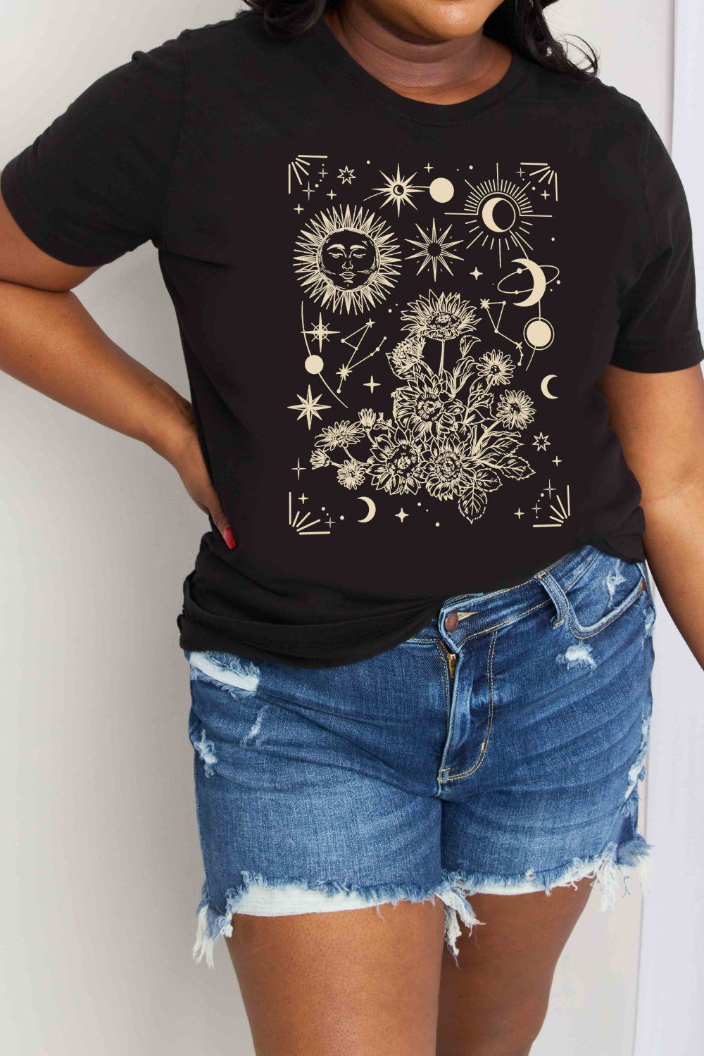 Simply Love Full Size Celestial Graphic Short Sleeve Cotton Tee