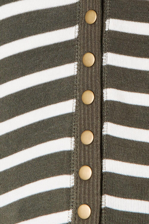 Zenana Full Size Striped Snap Down Cardigan