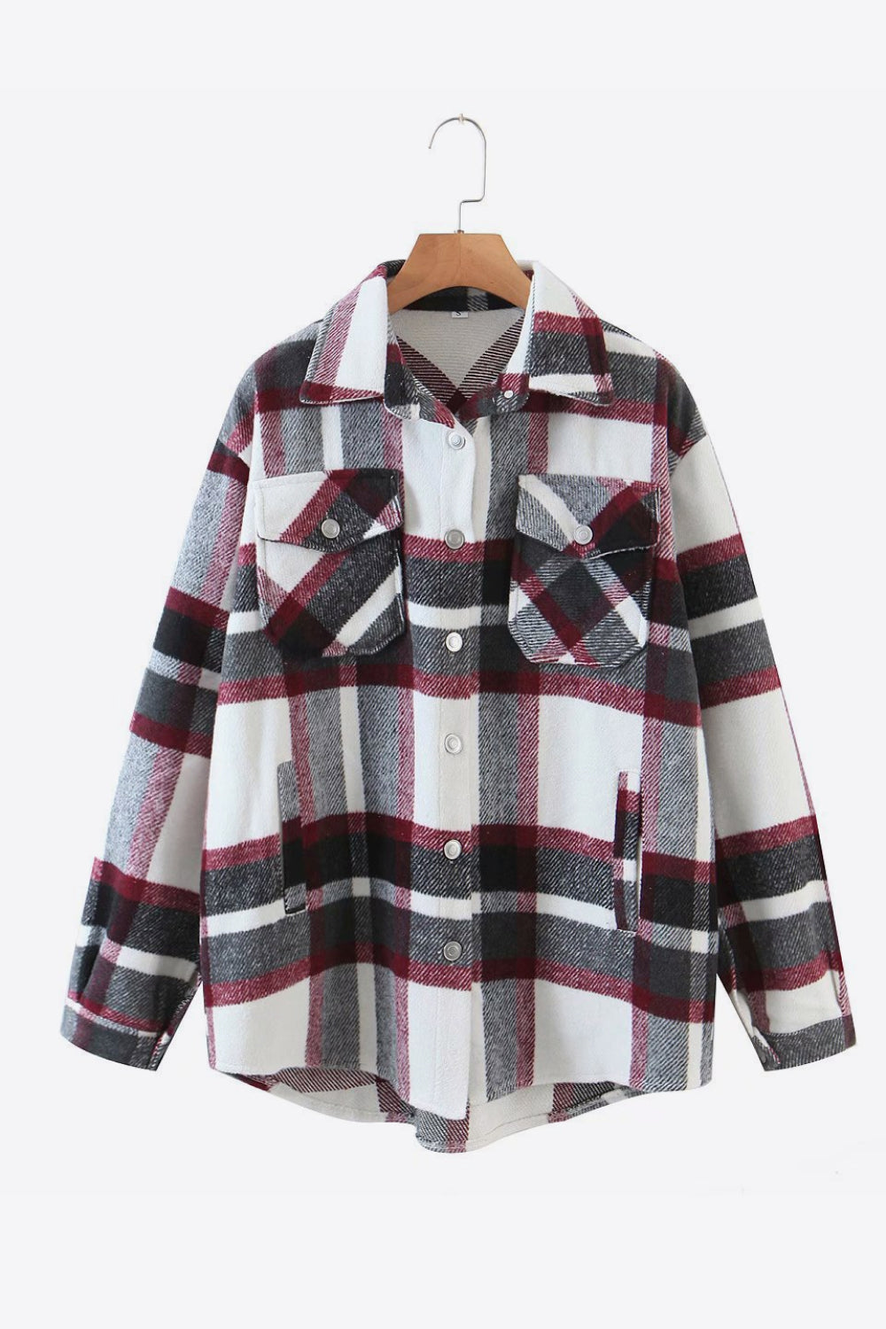 Plaid Dropped Shoulder Shirt Jacket