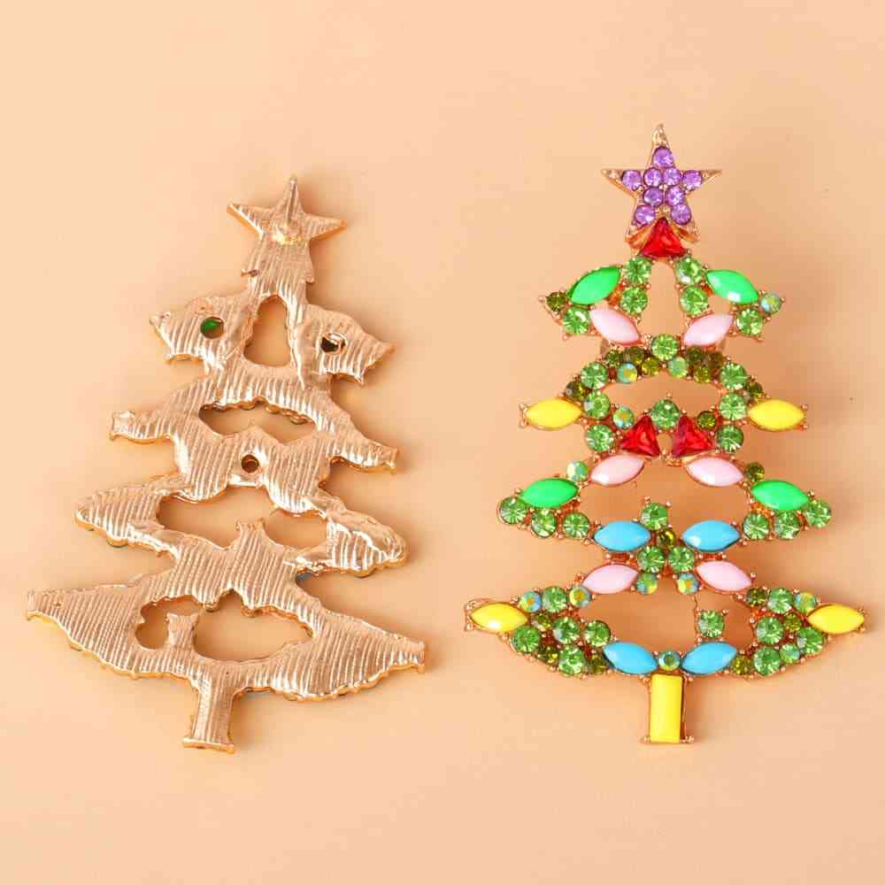 Christmas Tree Rhinestone Alloy Earrings