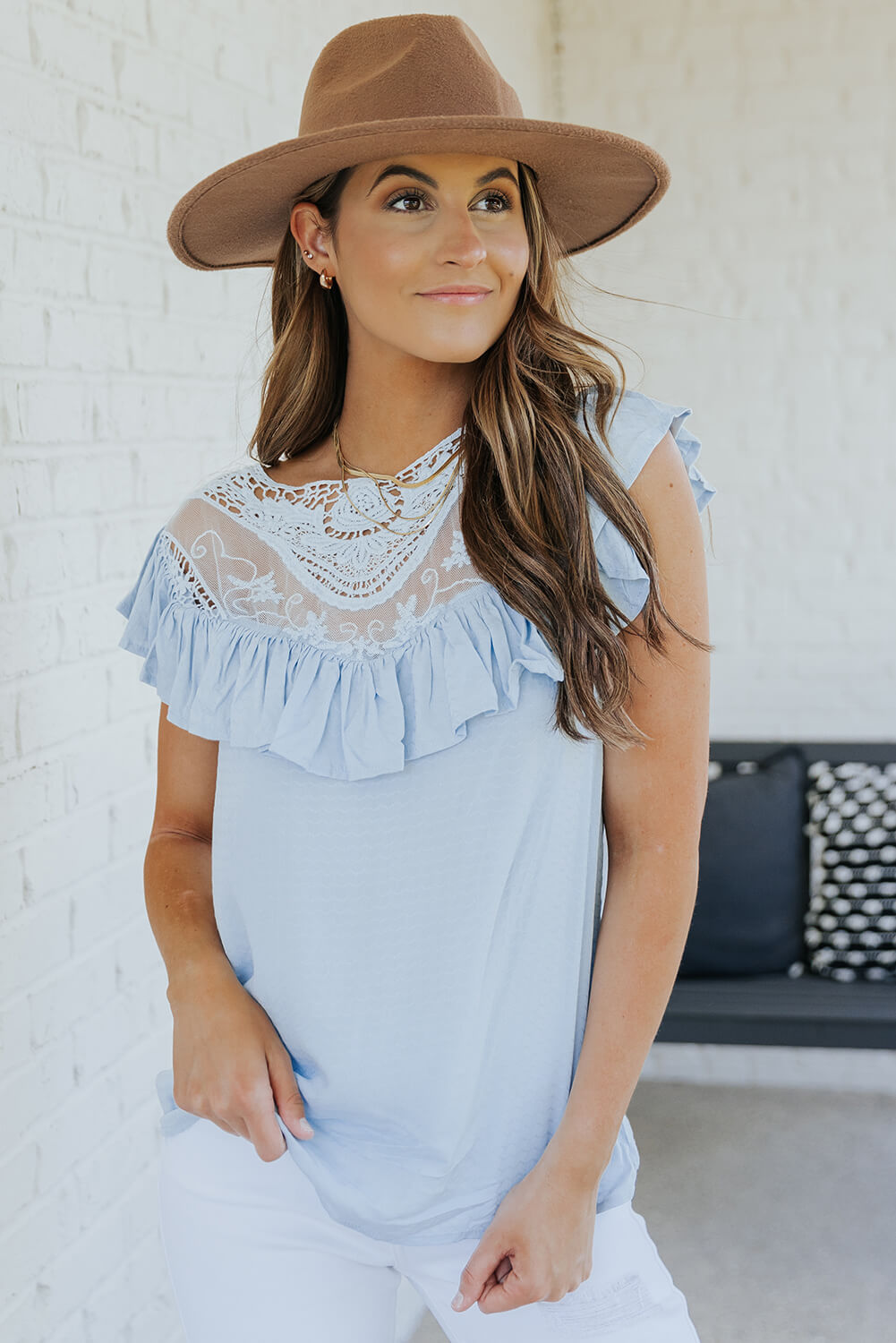 Lace Ruffled Short Sleeve T-Shirt