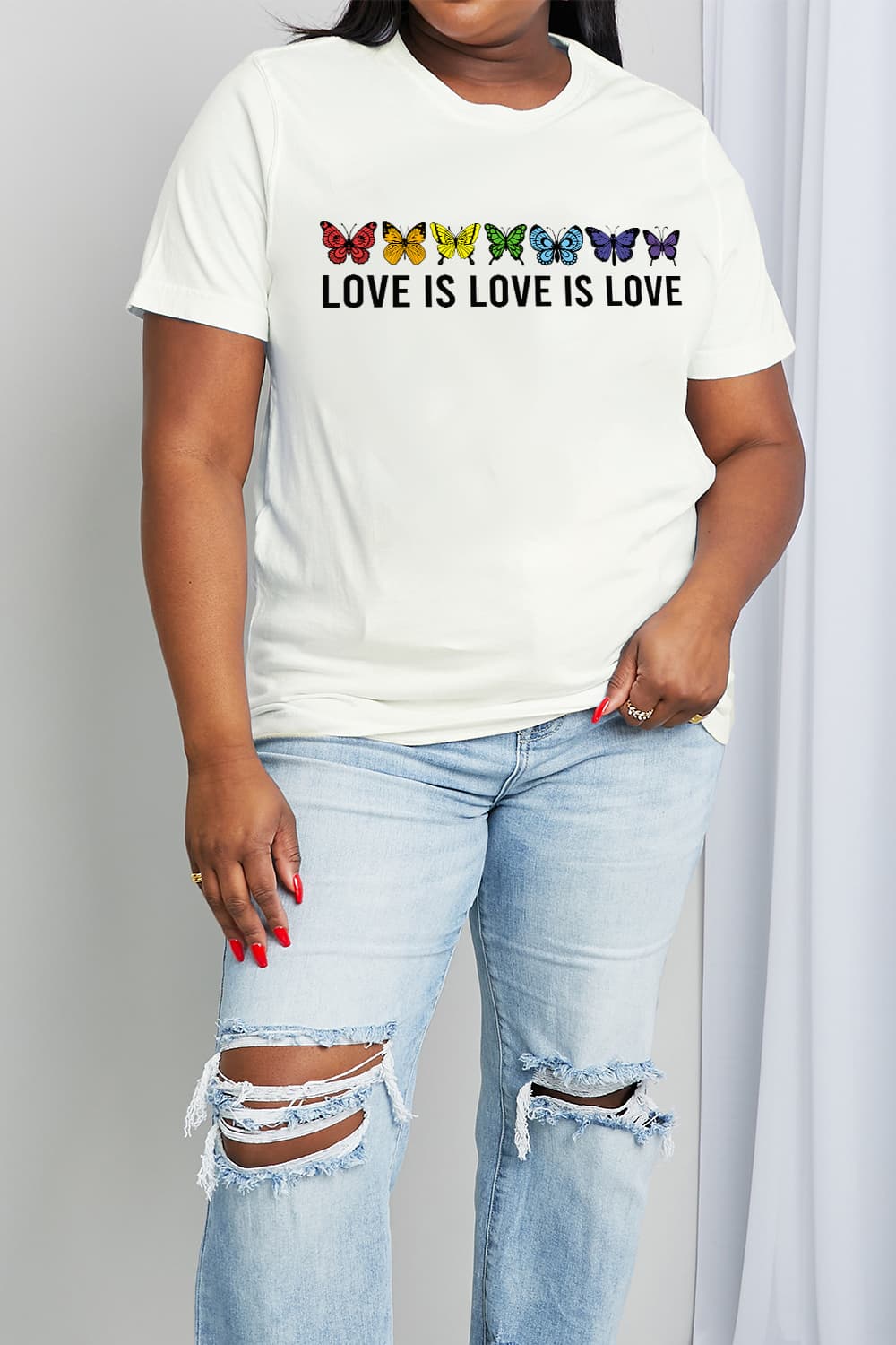 Simply Love Full Size LOVE IS LOVE IS LOVE Graphic Cotton Tee