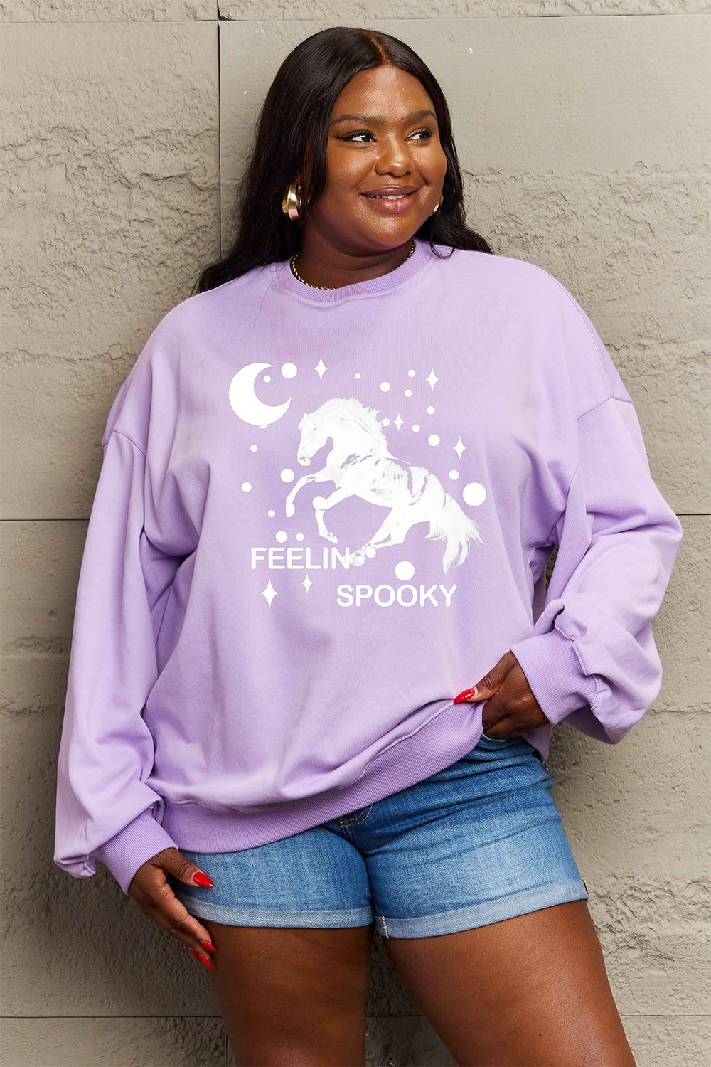 Simply Love Full Size Graphic Drop Shoulder Sweatshirt