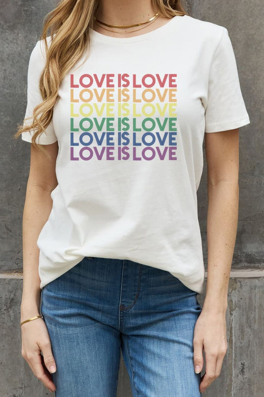 Simply Love Full Size LOVE IS LOVE Graphic Cotton Tee