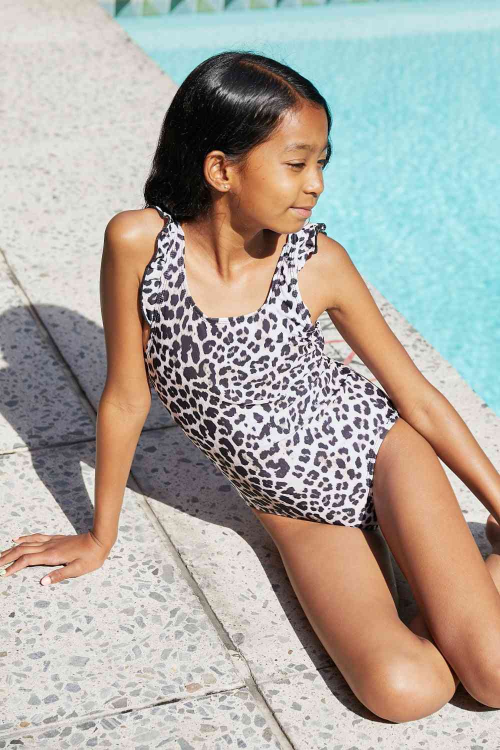 Marina West Swim Float On Ruffled One-Piece in Cat