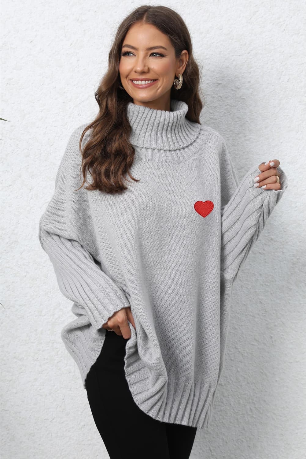 Turtle Neck Long Sleeve Ribbed Sweater