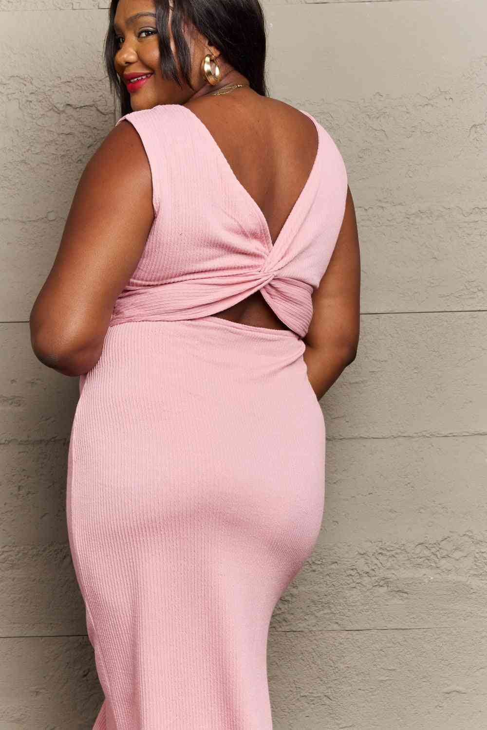 Sew In Love Full Size For The Night Fitted Sleeveless Midi Dress