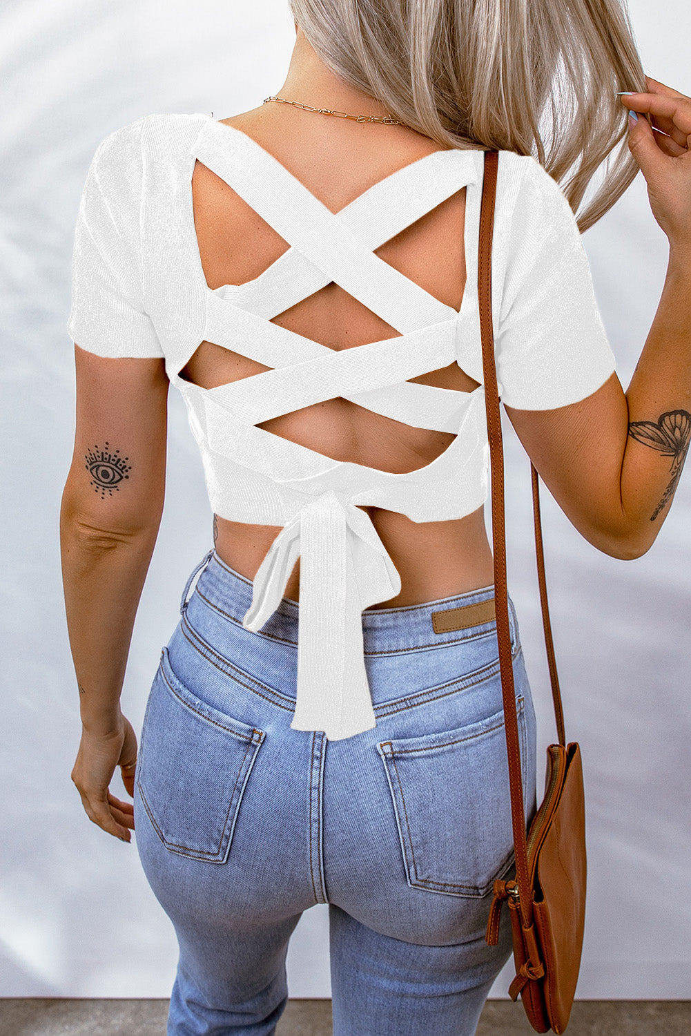 Lace-Up Square Neck Crop Top