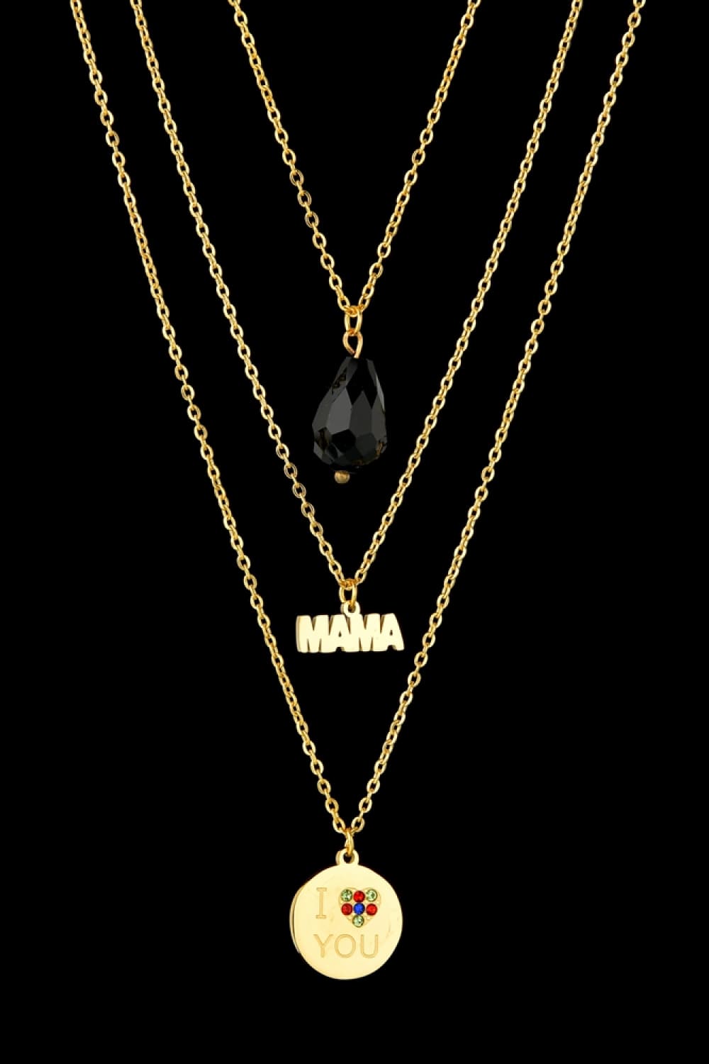 Triple-layer MAMA I LOVE YOU 18K gold-plated Pemdant Combo Deal