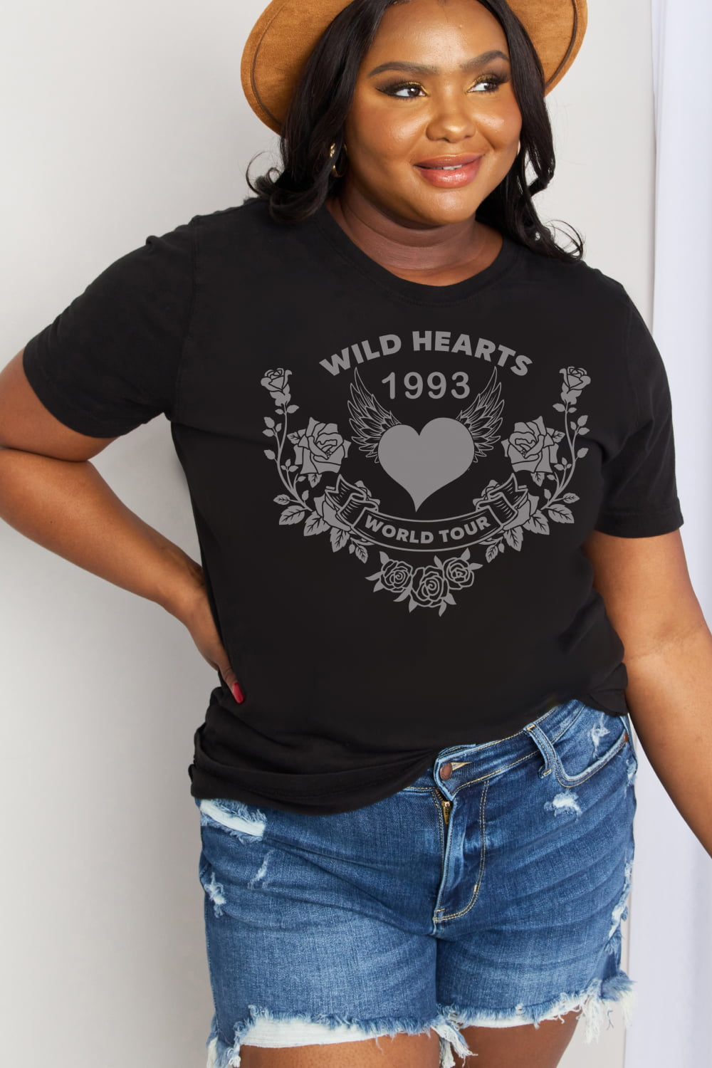 Simply Love Full Size WILD HEARTS 1993  WORLD TOUR Graphic Cotton Tee