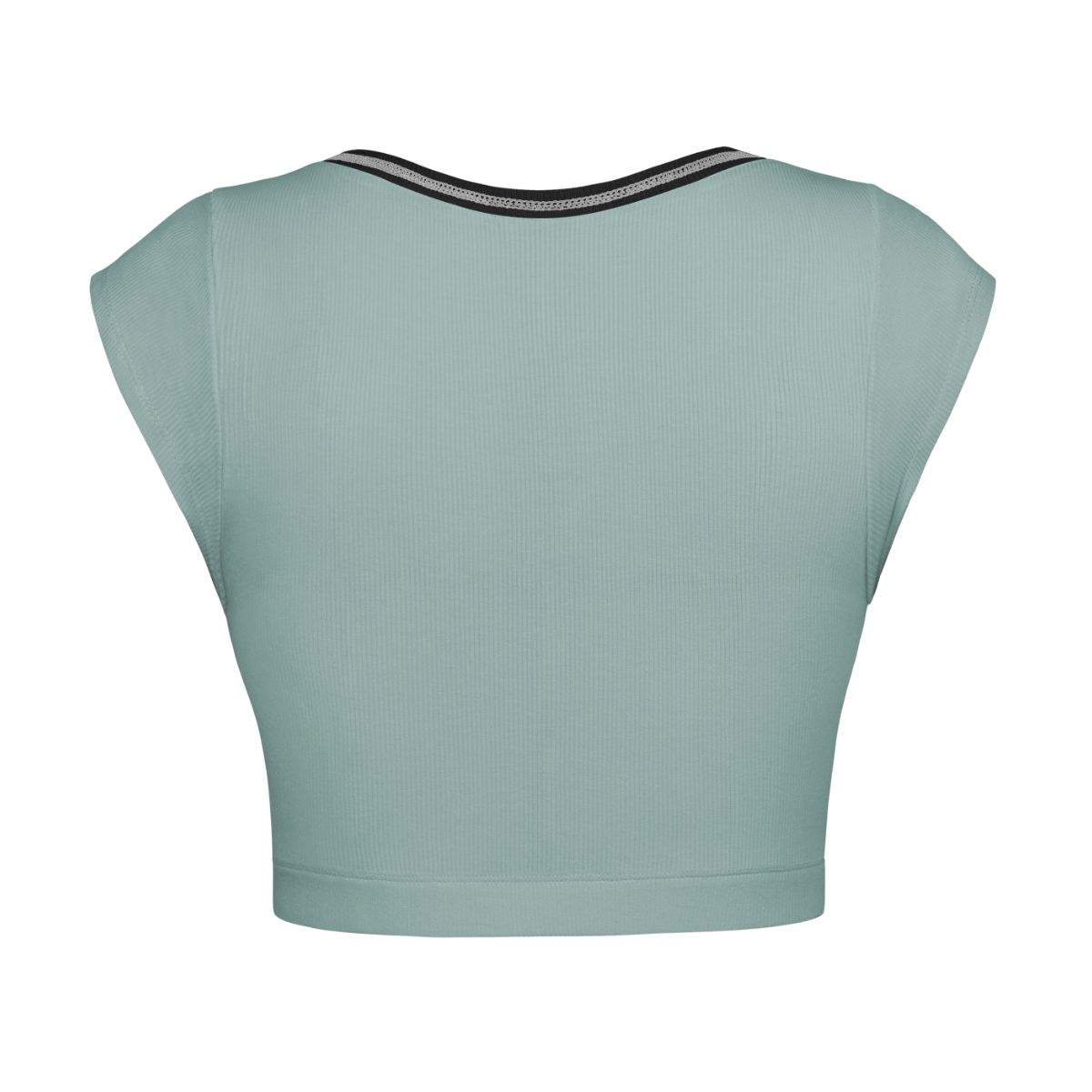 Notched Neck Cap Sleeve Cropped Tee