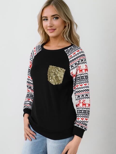 Round Neck Raglan Sleeve Top