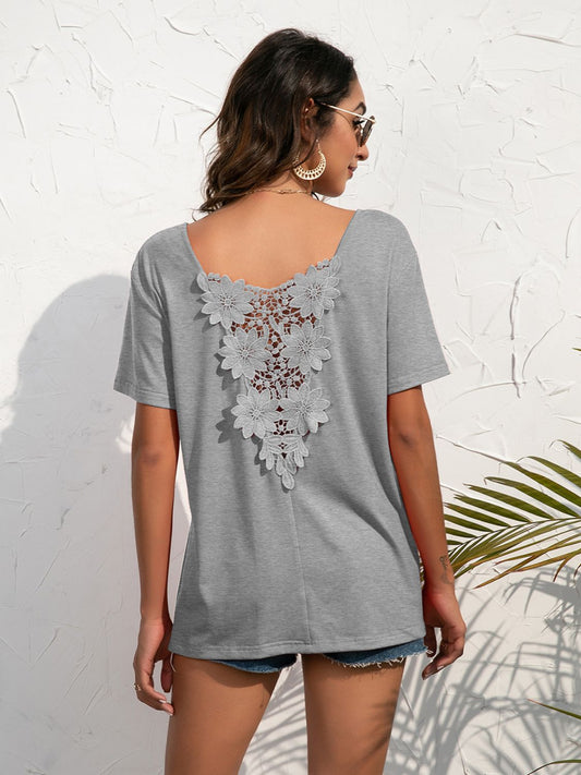 Lace Trim Short Sleeve Top