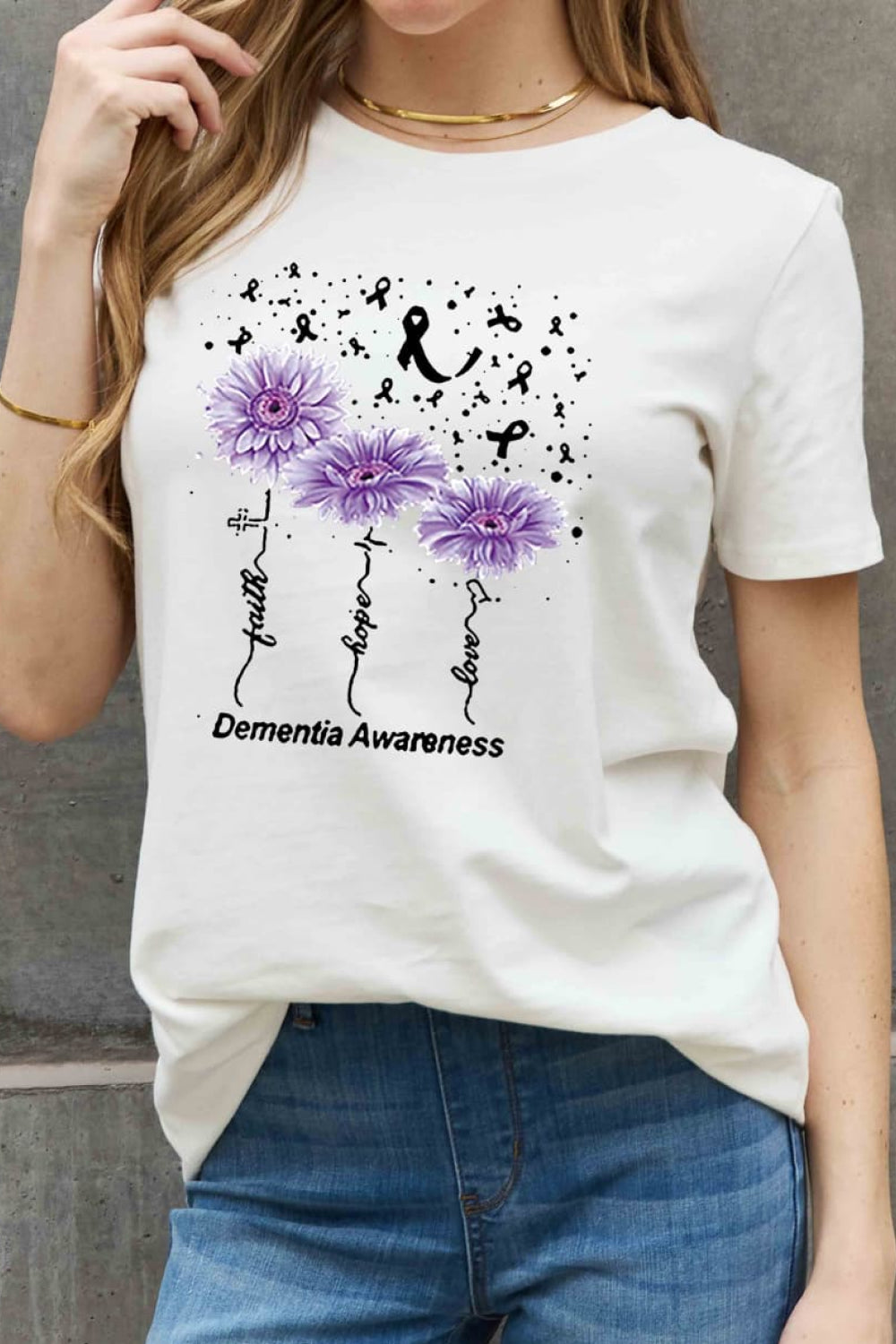 Simply Love Full Size DEMENTIA AWARENESS Graphic Cotton Tee